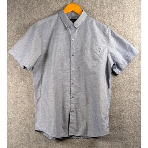 Molokai Surf Co Shirt Men's L Blue Heather Casual Button Down Short Sleeve